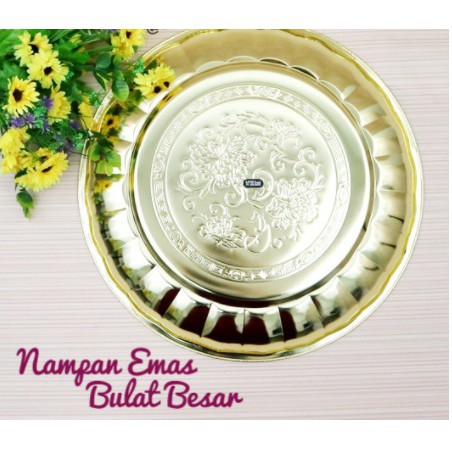 Nampan Bulat Wadah Saji Stainless Ukuran 18 CM  - 30 CM