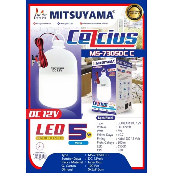 Lampu Bohlam Tabung DC Aki 12V LED Mitsuyama Model Capsule 5-30-5Watt