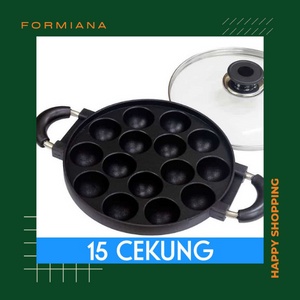 FM - Cetakan Kue anti lengket teflon 15 Lubang Cekung - Takoyaki / Cetakan Takoyaki Anti lengket / Cetakan kue 15 lubang cekung/