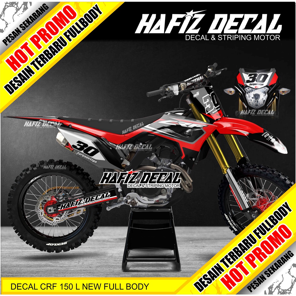 DECAL CRF 150 L FULL BODY, DECAL CRF, DECAL CRF 150 L FULL BODY HITAM, STICKER CRF, STICKER CRF 150L