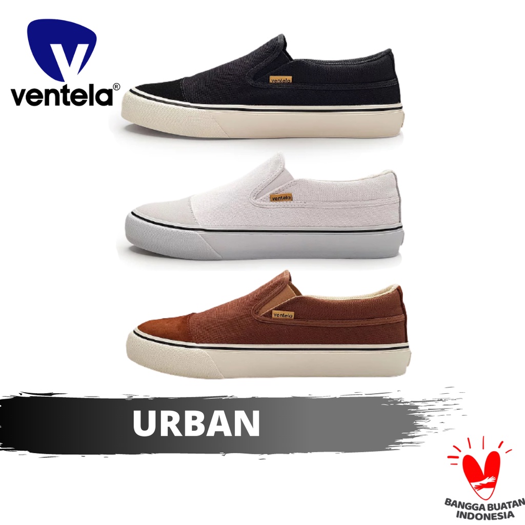 Sepatu Ventela Slip On Urban Black Natural - Brownies ( Coklat ) - White ( Putih ) Original | Sepatu