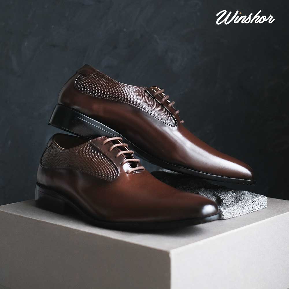 Sepatu Pantofel Kulit - Winshor - Hazelton - Dark Brown