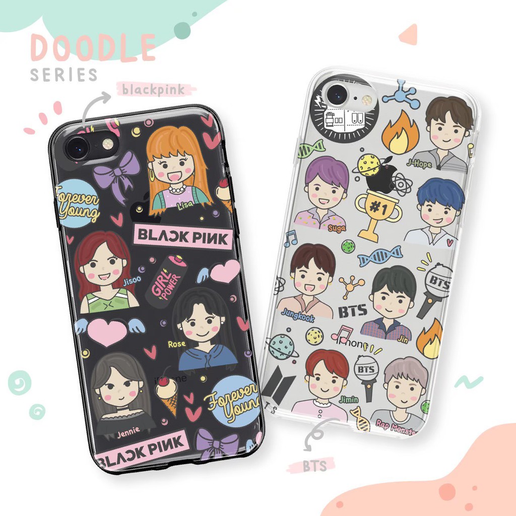 Casing Hp BLACKPINK & BTS | Custom Case Iphone, Samsung, oppo | Code: Korea Doodle (Blackpink & BTS)