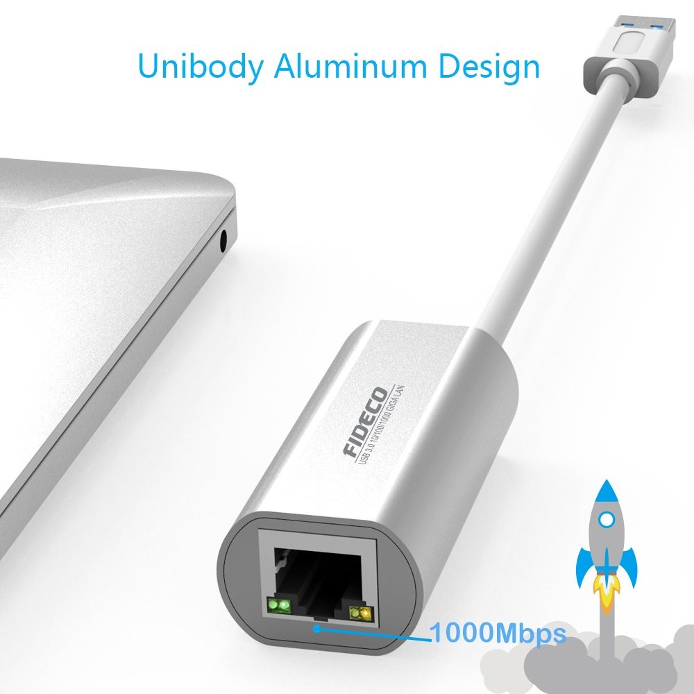 USB LAN Gigabit Fast Ethernet USB 3.0 to LAN RJ45 Adapter FIDECO