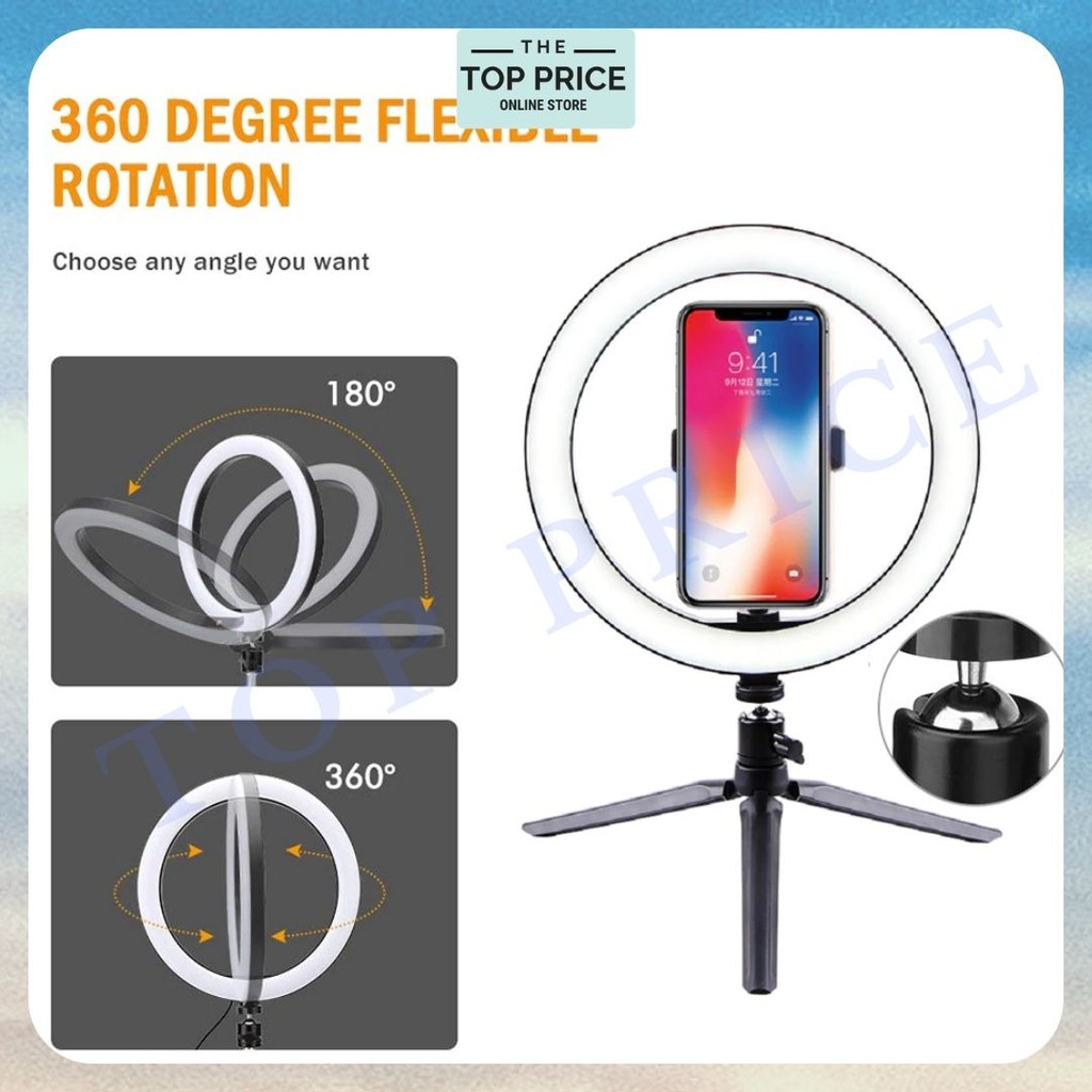 Topprice COD RING LIGHT TRIPOD MEJA LED LAMPU MAKE UP VLOG LAMPU RINGLIGHT TIKTOK LIVE U31