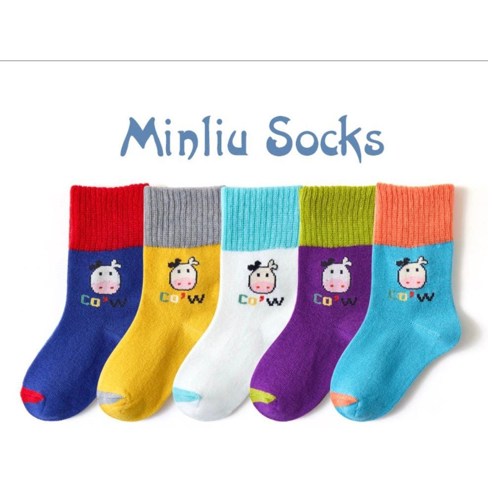 Kaos Kaki Anak Cowok Cewek Impor motif Cow Sapi ukuran 1-8tahun