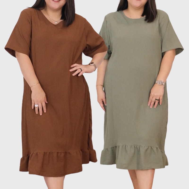 arenabelanja - Midi Dress Polos Wanita Jumbo Premium