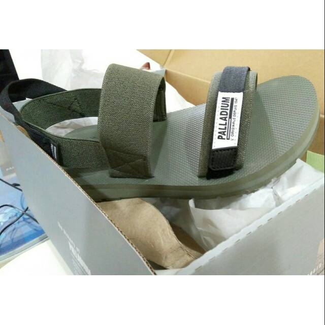 Sepatu sandal palladium original bnib sendal wanita pria hijau army hiking trekking santai sporty