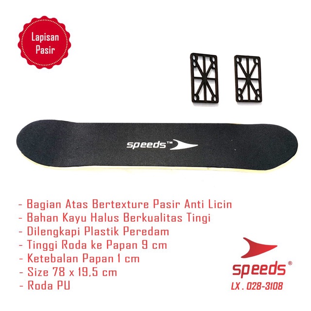 Skateboard Papan- Skate Luncur Pasir Kasar Dewasa Kuat Roda Karet