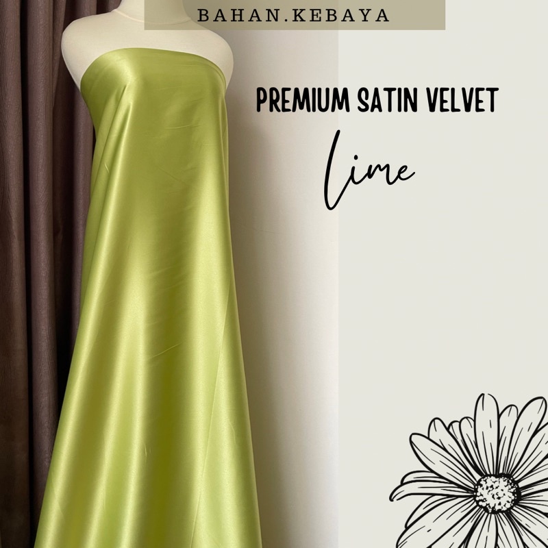 Kain Satin Saten Velvet Premium Bahan Bridesmaid Baground Foto Warna Kuning Lemon Lime