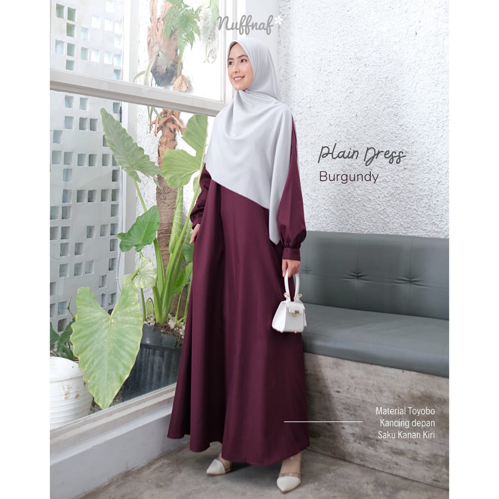 NUFFNAF PLAIN DRESS TOYOBO BURGUNDY AUTHENTIC