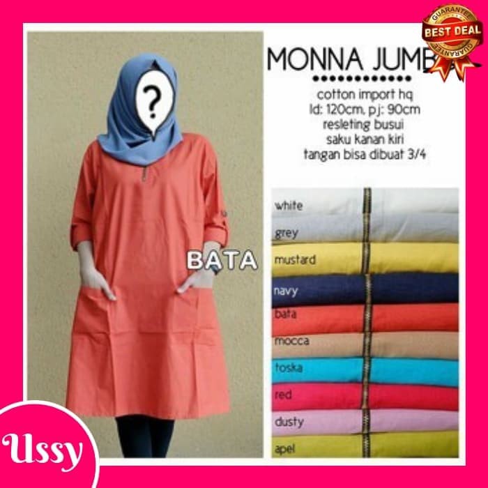 HOT DEAL Atasan Tunik Wanita 957 - Baju Long Tunik 957 - Merah Muda B00094