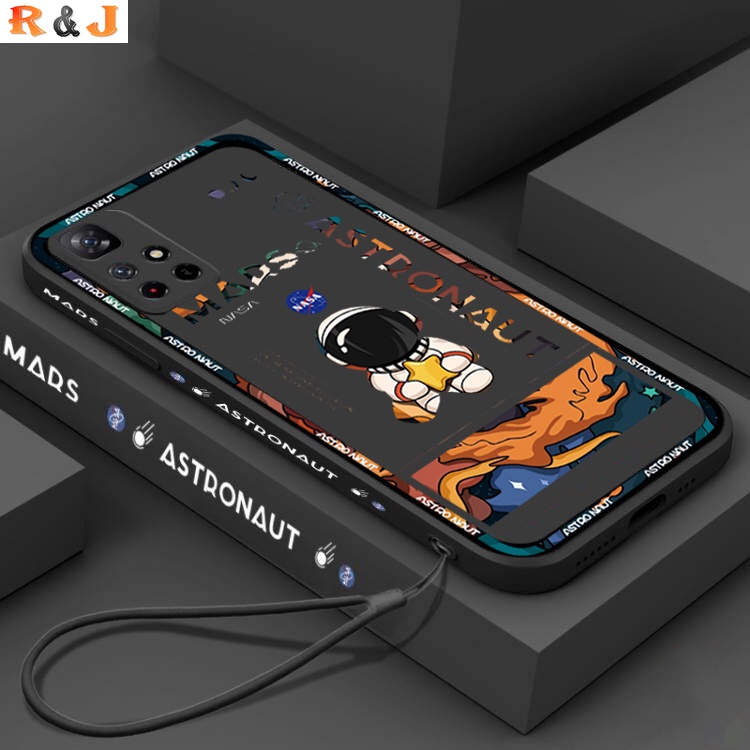 Soft Case TPU Motif Astronot Dengan Lanyard Untuk Redmi 10C 10A RedmiNote 11 Pro Note11S Redmi10 9C 9T Note10Pro Note9S Note9Pro Note8 Poco M3 X3Pro X3NFC