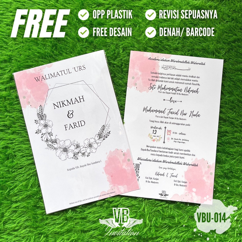Undangan Pernikahan Termurah Tema Pink Rustic Simple Elegant Unik Cute Kekinian Hits Undangan Ultah 