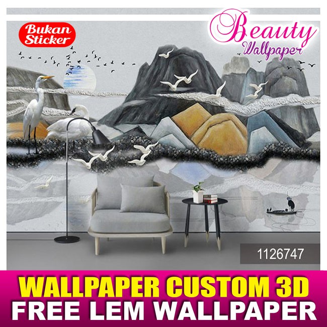 WALLPAPER DINDING CUSTOM - 3D GRATIS LEM