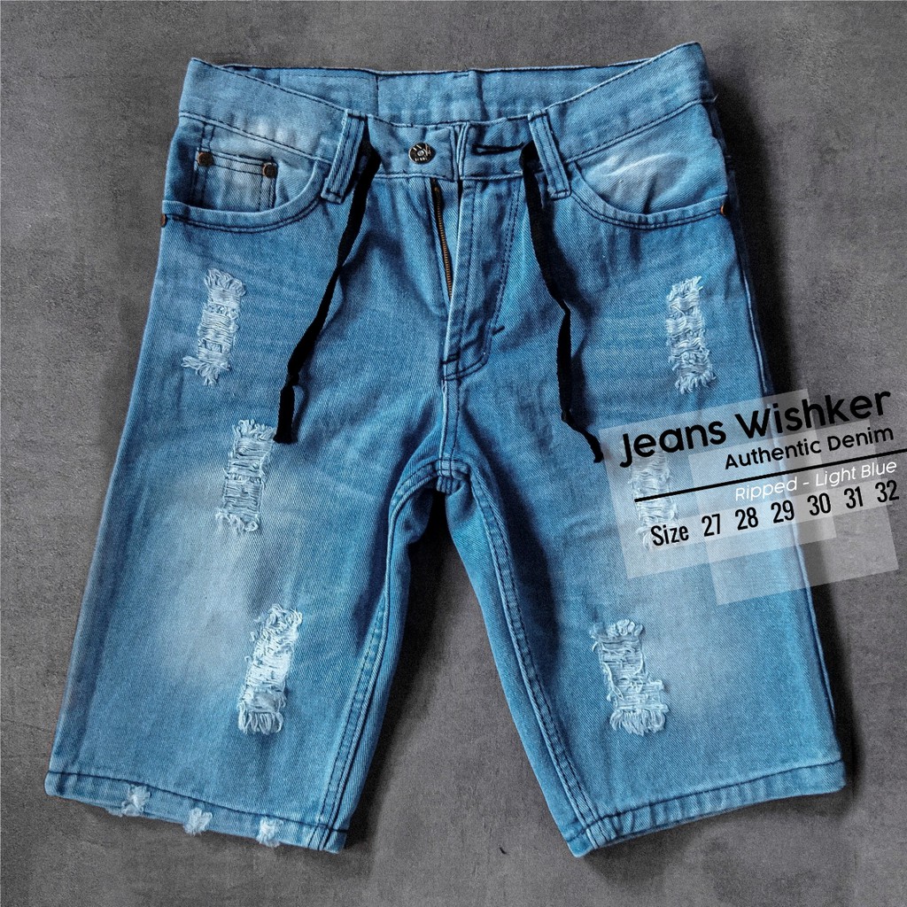 Celana Pendek Sobek Pria Jeans Bio Wash