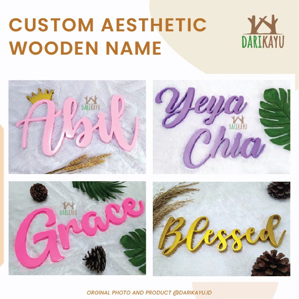 Custom Huruf Nama Kayu / Huruf Timbul Kayu / Ukiran Nama Kayu