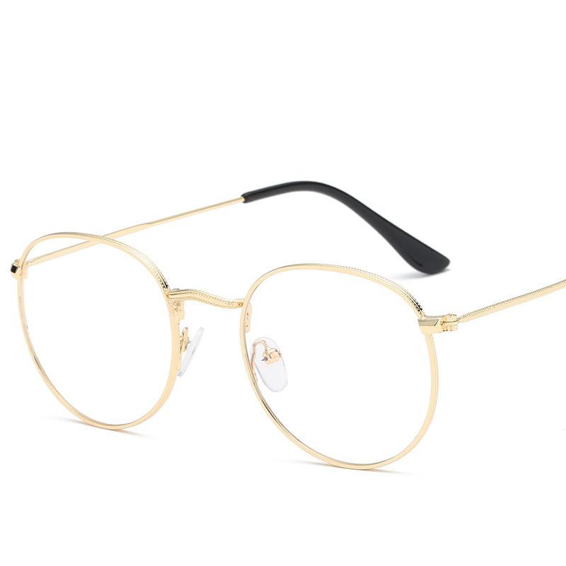 ✅COD [BBS] Kacamata Oval Korea Retro Pria dan Wanita-KC Bening - Gold