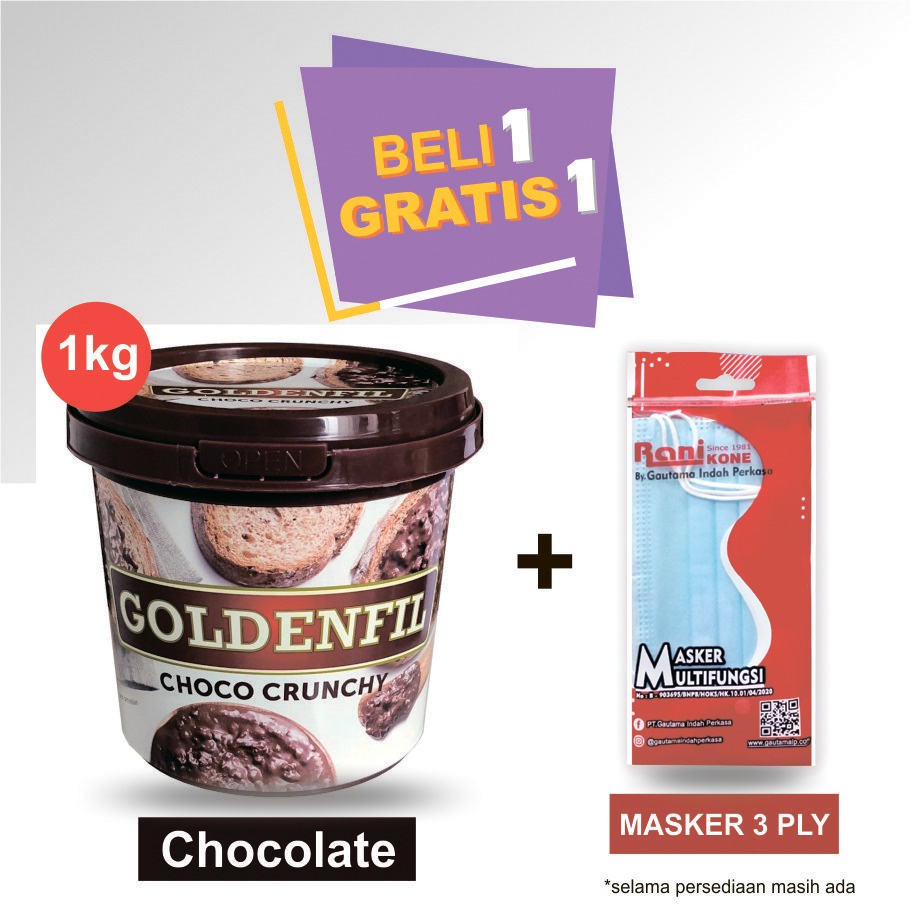 

GOLDENFIL Choco Crunchy 1kg HALAL !!! Exp September 2026 GRATIS masker 1 pcs