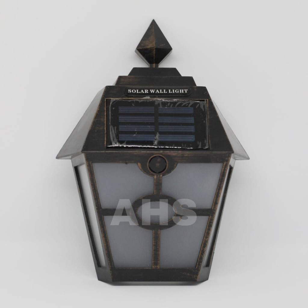 Lampu Taman Solar 2 LED Tenaga Surya Dinding Tempel Hias Klasik Kuning