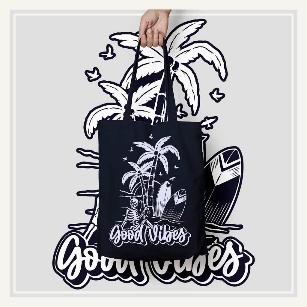 Tote Bag Kanvas Cordura Good Vibes