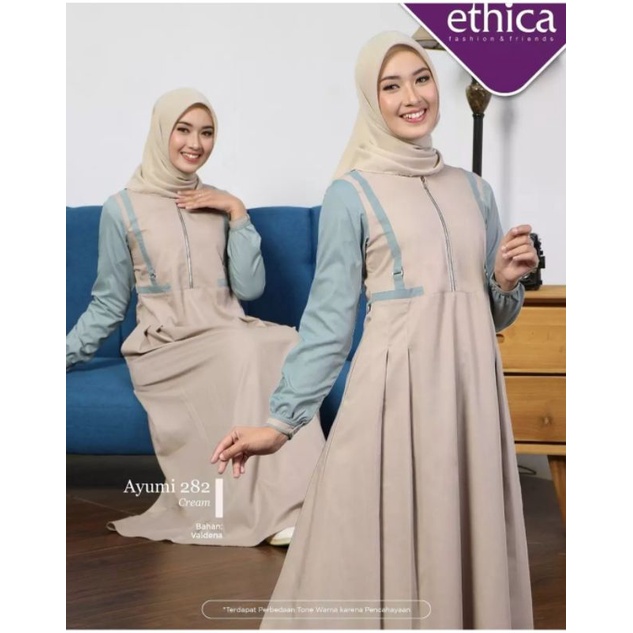 ETHICA Gamis Ayumi 282 -Lylac -Cream -Black #Koko Kahfi 222 - Lylac Flint -CreamyGreen || SEPLY Gami