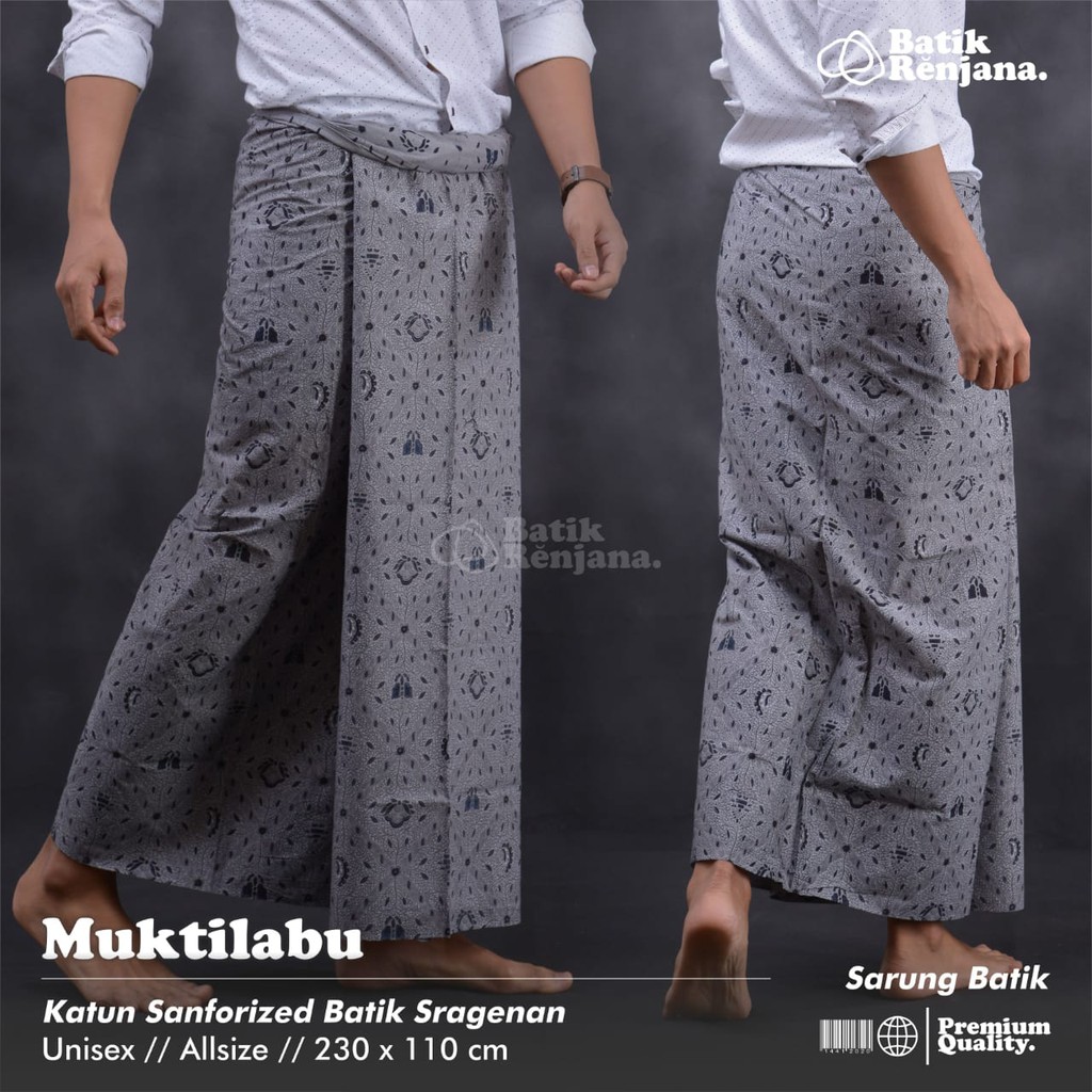 MUKTILABU Sarung Batik Pria Cowok Dewasa Premium Motif Batik Lebaran Asli Solo ALL Size RENJANA