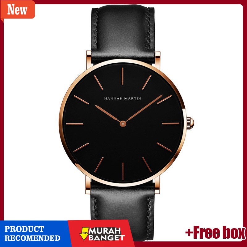 Jam tangan analog pria terbaik- Jam Tangan Pria Sangat tipis Hannah Martin 100% Original Simple Cowo