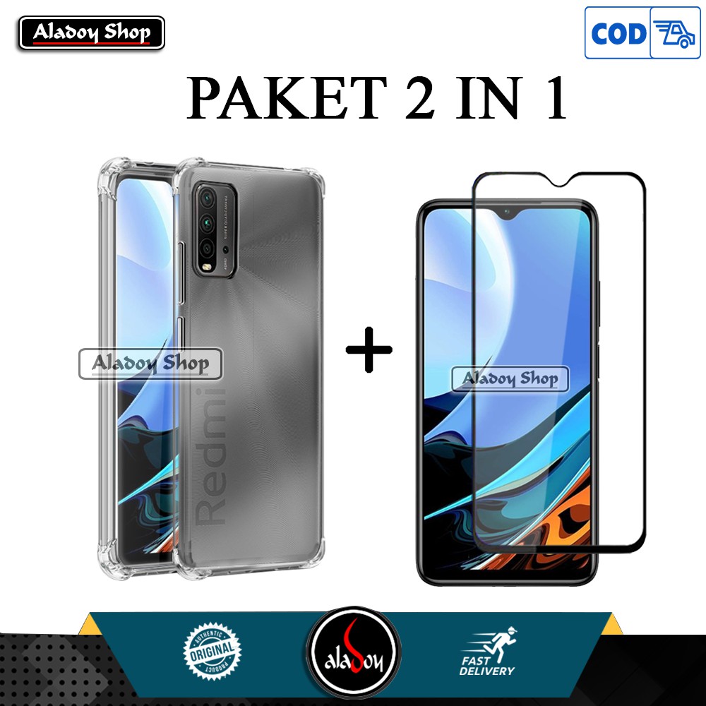 Case Xiaomi RedmI 9T 2021 Soft Case Ultra Thin Premium Casing + Tempered Glass Screen Protector