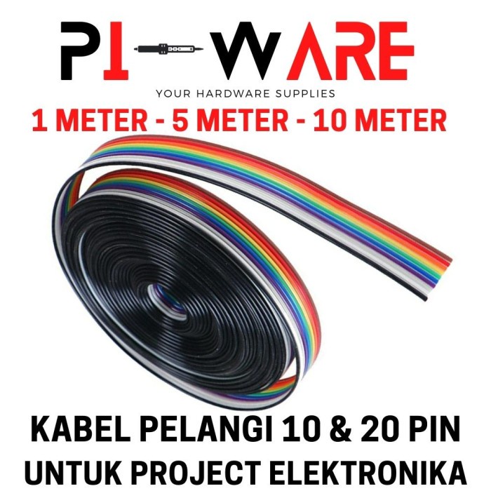 Kabel Flat Pelangi Isi 10 Pin atau 20 Pin Untuk Project Elektronika