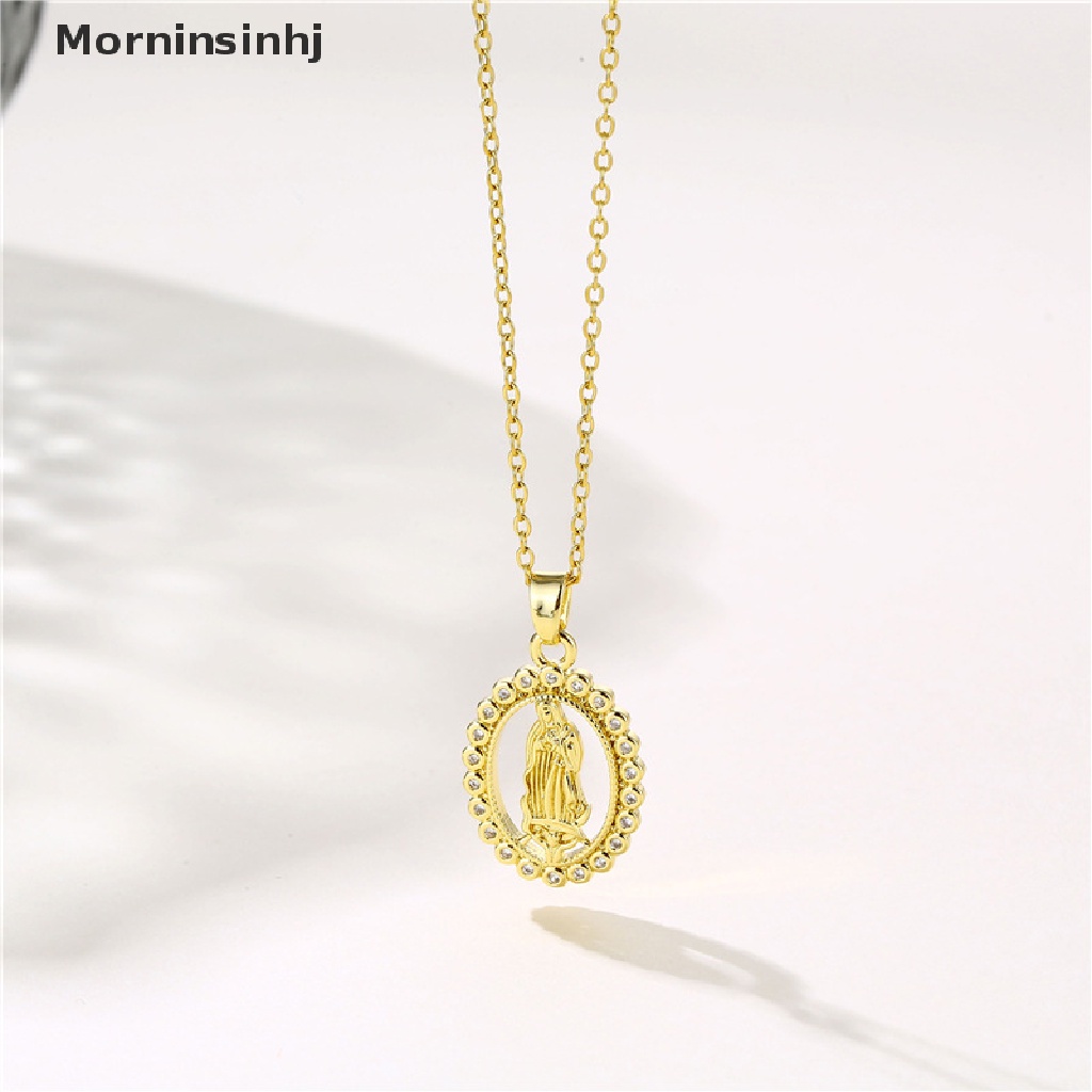 Mornin Virgin Mary Pendant Kalung Wanita Emas Kristal Bunda Maria Guadalupe Kalung Tembaga Cubic Zircon Jewelry id