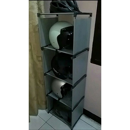 Rak helm 5 susun tempat helm muat lebih banyak helm lebih luas dan tebal