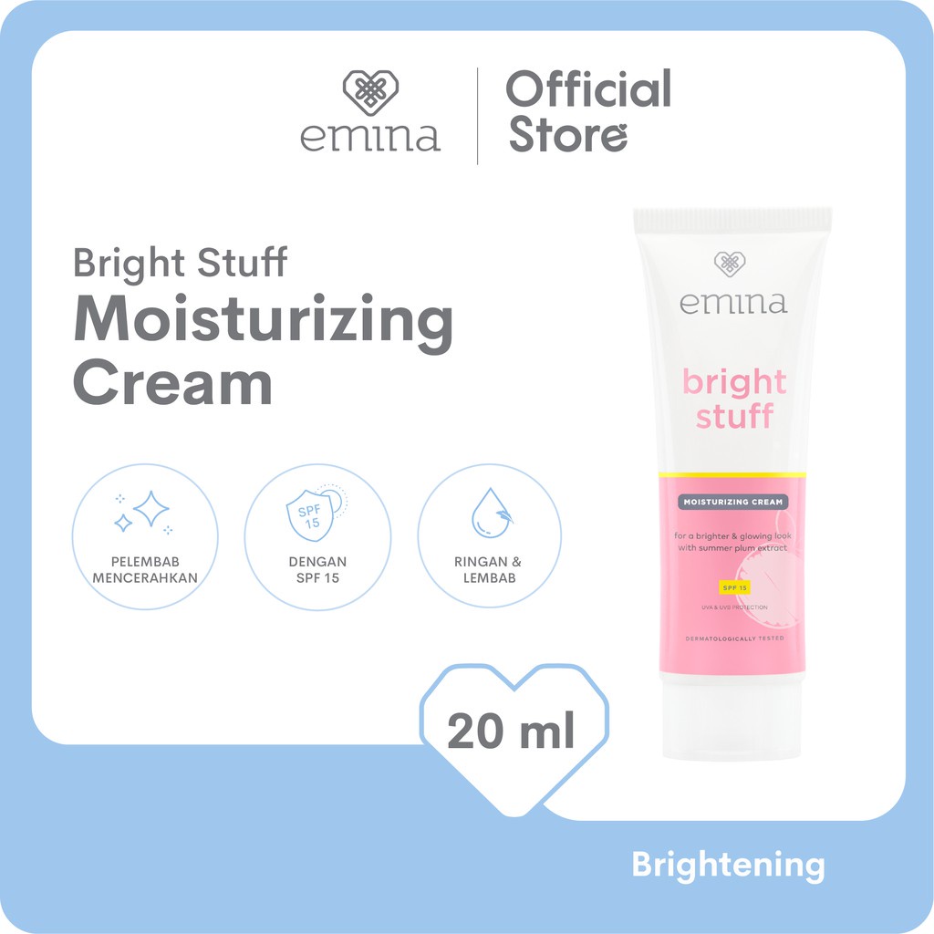 Emina Bright Stuff Moisturizing Cream 20 mL - Pelembab Wajah Cerah Glowing Anti Kusam