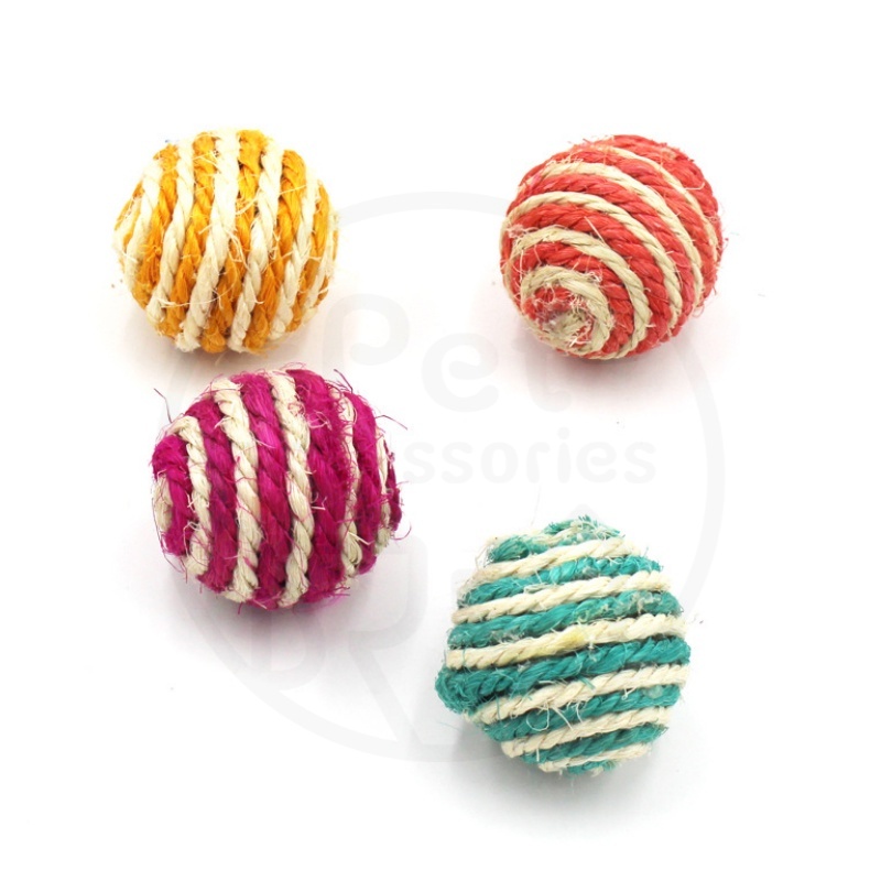 Mainan Bola gigit kucing anjing motif warna