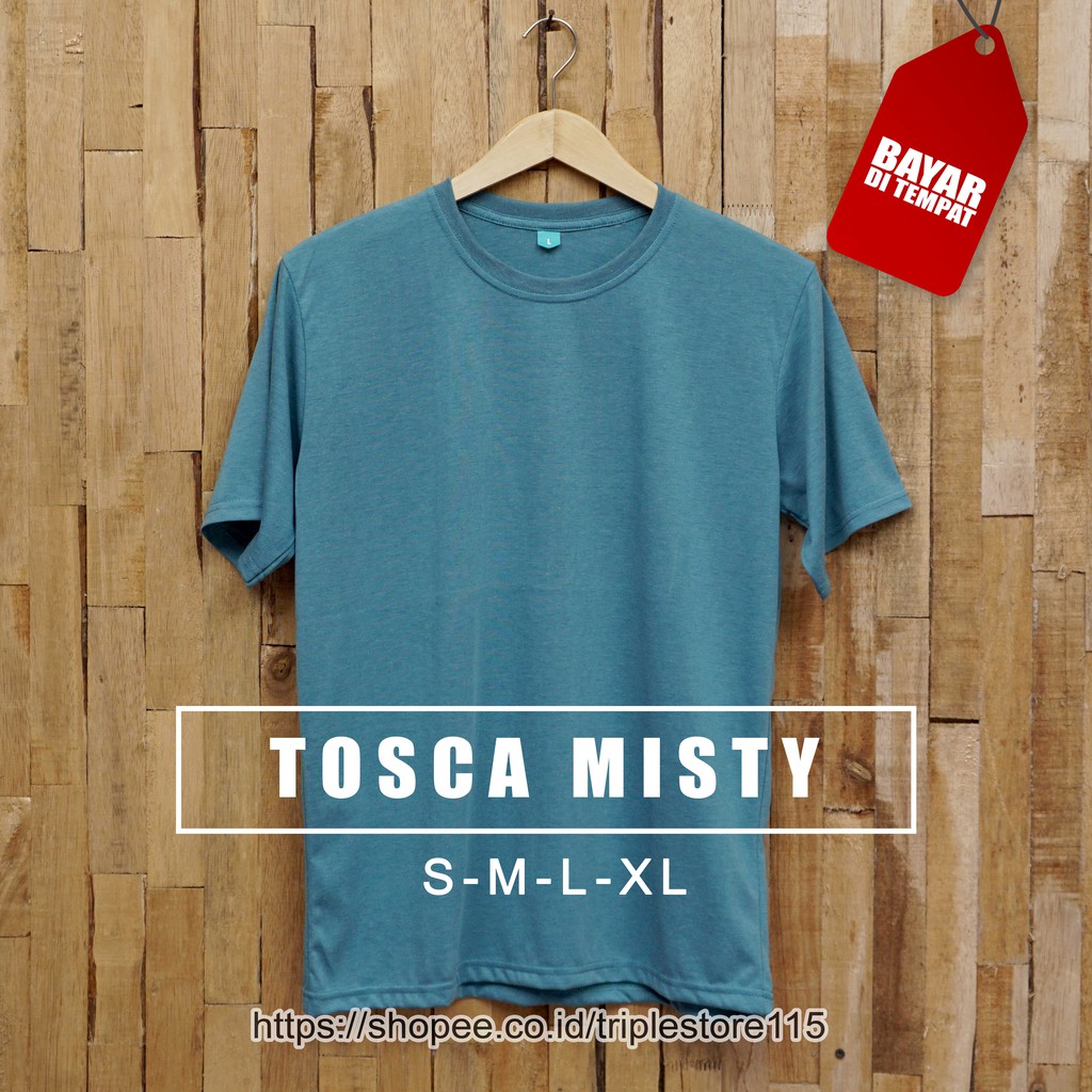 KAOS POLOS LENGAN PENDEK WARNA TOSCA TWOTONE BAHAN  