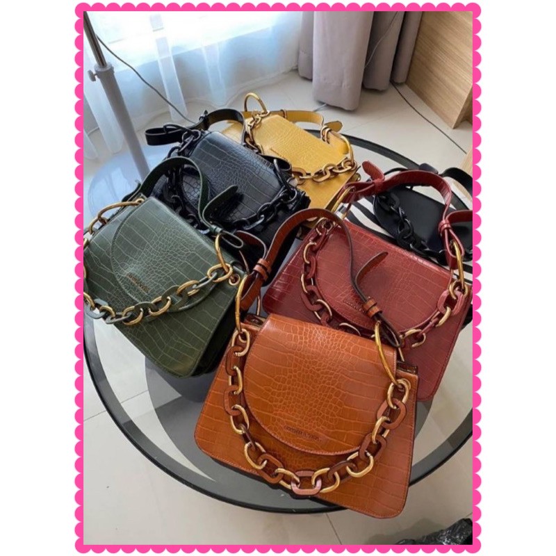 CHARLES & KEITH (CK) CROCO CHUNKY BIG SIZE 6 WARNA (SHOULDER BAG)  TAS WANITA
