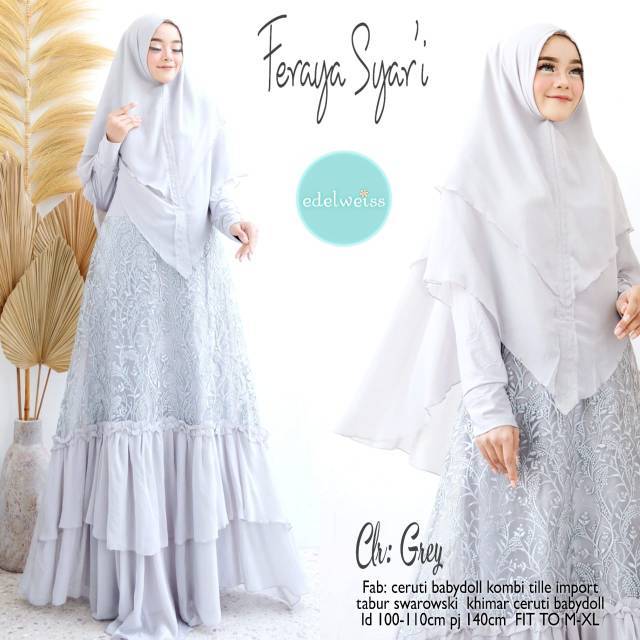 SET DRESS + KHIMAR BAHAN CERUTI BABYDOLL MIX TILE IMPORT | LD 100-110 CM, PB 140 CM | GAMIS