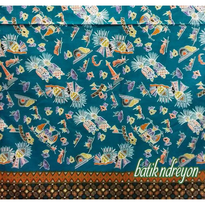 Stok Terbatas Kain Batik Betawi Meteran, Keongmas, Monas,Ondel, Keraktelor, Toska