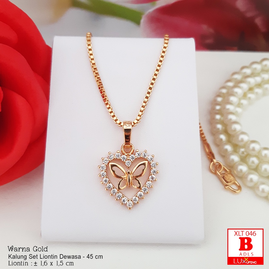 XLT 046  Kalung Set Liontin Terbaru Perhiasan Wanita Lapis Emas 18K Kalung Xuping Gold Luxx Xuping