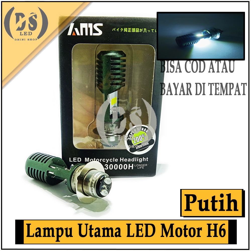 Lampu Led Motor Beat Warna PUTIH / Lampu Led Depan H6 AMS sinar PUTIH bisa AC/DC untuk Motor Bebek dan Matic