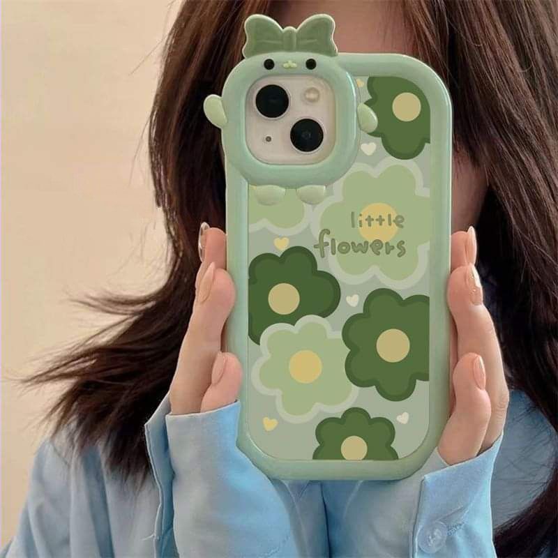 Case Full Screen Motif Bunga Hijau Untuk iPhone 13 12 11 xs xr 6 7 8 plus ggdf