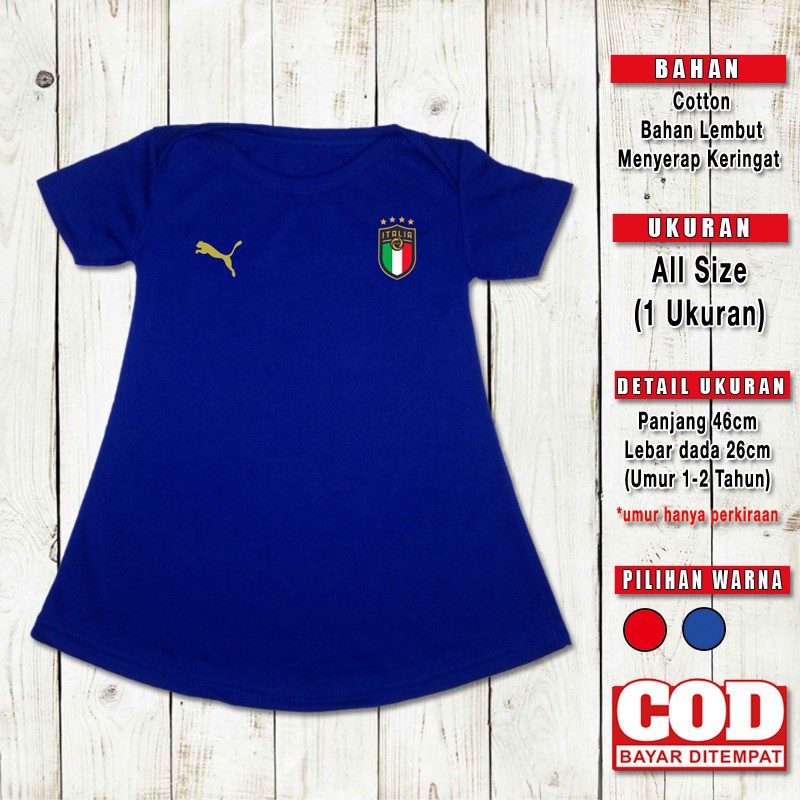 Dress Anak Perempuan Bola Italia Italy Itali Jersey World Cup Euro Pakaian Bayi Baju Bola Anak