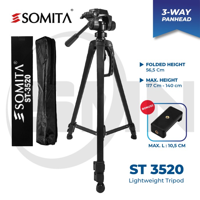 Tripod Tripod SOMITA ST 3520 panhead kamera dslr mirrorless hp - PLUS HOLDER HP(H5L2) Tripot Mini Tr