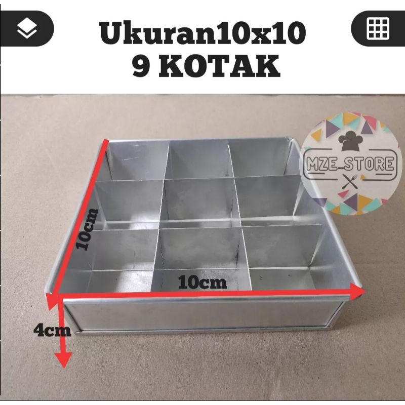 LOYANG KUE BROWNIES/COKLAT UKURAN 10x10 DENGAN 3 VARIAN SEKAT BERBEDA