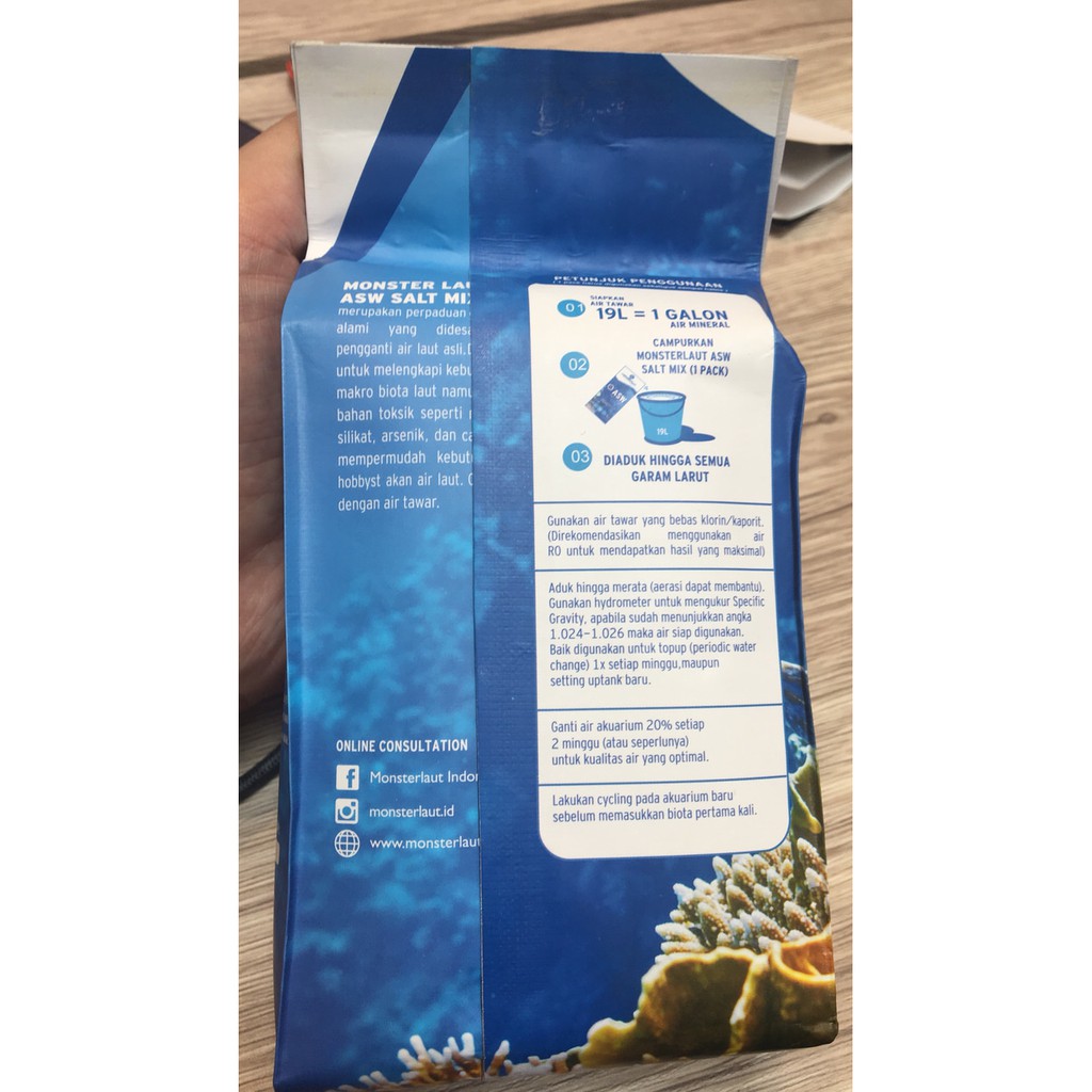asw salt mix reef salt garam laut sintetis monster laut