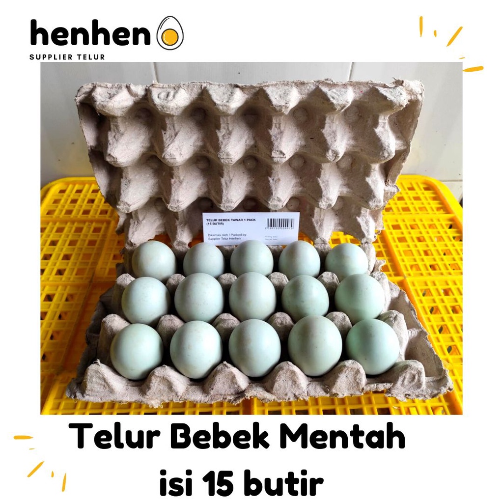 

TELUR BEBEK MENTAH 1 PACK (15 BUTIR) SUPPLIER TELUR HEN-HEN