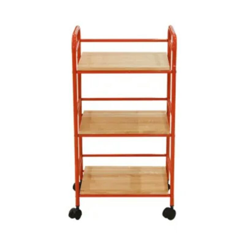 rak troli dapur wooden merah / rak dapur / troli dapur