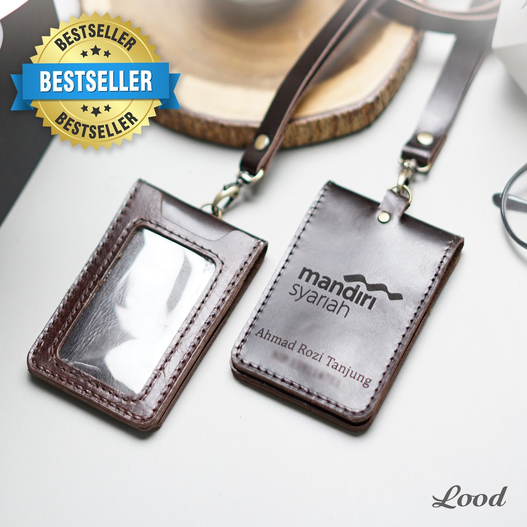 NAME TAG KULIT ASLI - ID CARD HOLDER MAGNETIC KULIT ASLI