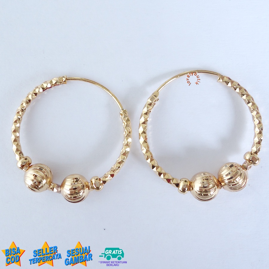 Lovelybutik  Anting Xuping Perhiasan Fashion Wanita Anting Wanita Bulat Model Gipsi Diameter 2,5 Cm