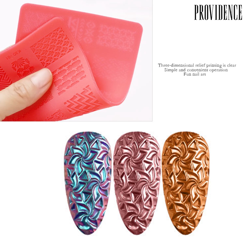 Providence Nail Template Exquisite Practical Colorful Silicone Nail Stemping Plates for Girl